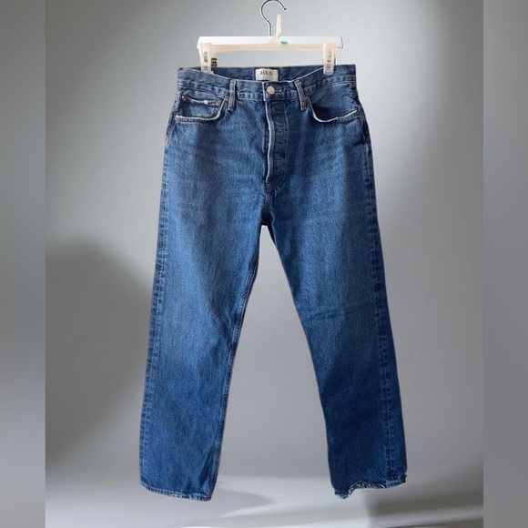 AGOLDE 90s Pinch Waist Jeans High Rise Rigid denim Straight Leg Button Fly Sz 30 - Picture 1 of 12